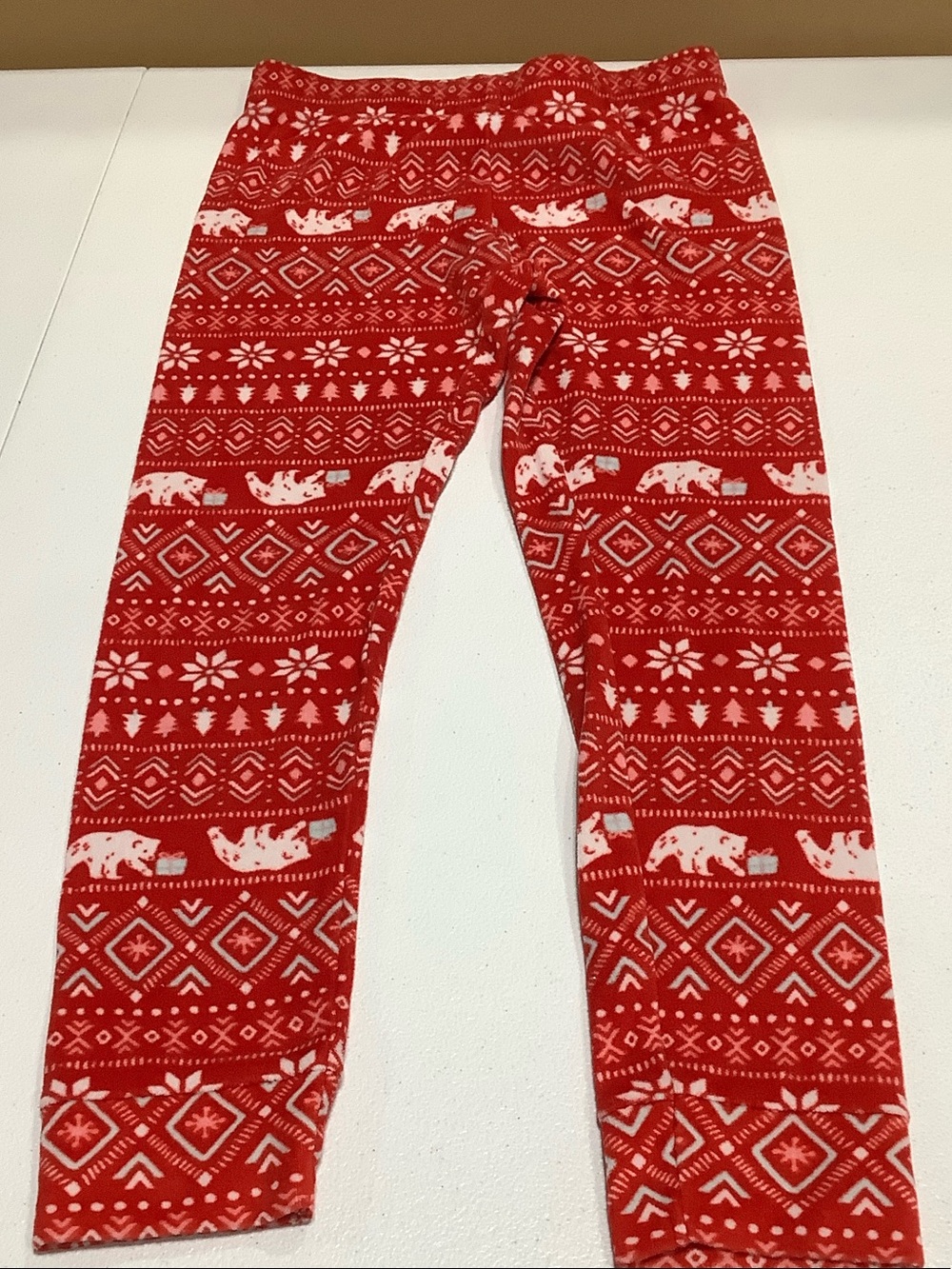 Cat & Jack Unisex Fleece Red Polar Bear Pajamas Bottom Size 6